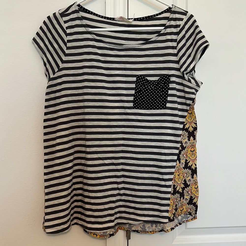 Anthropologie Floral Striped Tee